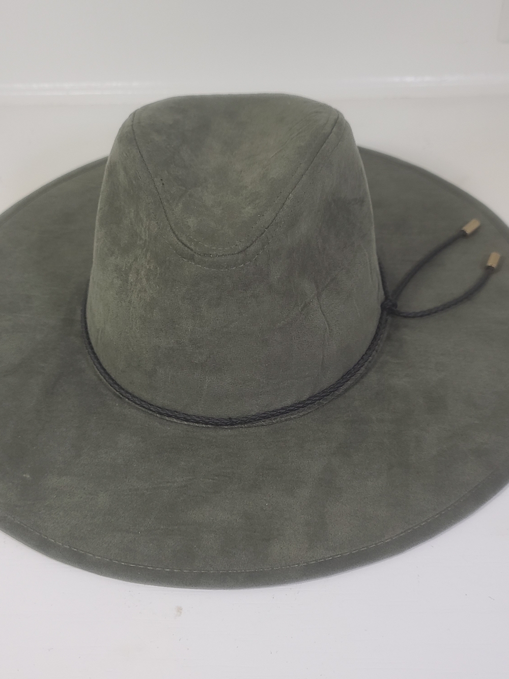 Peter Grimm Olive Suede Wide-Brim Fedora Hat